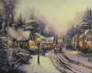 Lithograph - Thomas Kinkade: Lithograph After Thomas Kinkade; plate signed, size approx. 18 x 22 in. Thomas Kinkade (January 19, 1958 – April 6, 2012)[2][3] was an American painter of popular realistic, bucolic, and idyllic sub