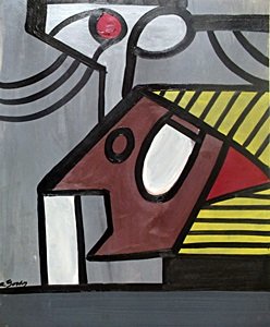 Composition 1930 - Arshile Gorky: Oil Painting on Paper attributed to the artist, Hand Signed, Size Approx. 16 x 12 In.