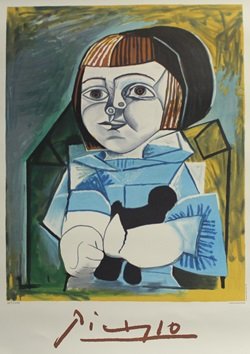 Lithograph "Paloma En Bleu" By Pablo Picasso: Lithograph "Paloma En Bleu" By Pablo Picasso, Plate Signed, Limited Edition, Size Approx. 29 x 21 In.