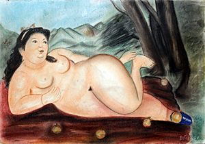 "Ms Mariana" - Pastel On Paper - Fernando Botero: Pastel Drawing on Paper, Hand Signed, Size Approx. 50 x 35 cm