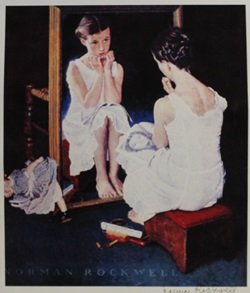 Lithograph "Girl in front of Mirror" By Norman Rockwell: Lithograph " Girl in front of Mirror" By Norman Rockwell, Signed, Size Approx. 14 x 11 In. Norman Rockwell (02/03/1978 - 11/08/1978) Was born in Brooklyn, New York. Occupation Illustrator & Painter. R