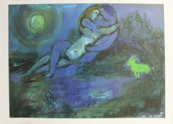 Lithograph "Couple Blew au Borde de L'Eau" By Marc: Lithograph "Couple Blew au Borde de L'Eau" By Marc Chagall, Plate Signed, Size Approx. 34 x 32 In. Marc Zakharovich Chagall (July 6th 1887 – March 28th 1985) "The quintessential Jewish artist of the