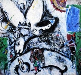 "The Large Circus" by Marc Chagall: Lithograph, bearing a Plate and Hand Signature of the artist, Size Approx. 11" x 14" in.