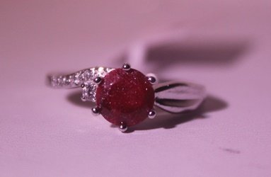 Exquisite Sterling Silver Ring with Pigeon Blood Ruby: 925 Sterling Ring - Pigeon Blood Ruby; Gemstone 2 ct twt; Diamond .5 ct dwt