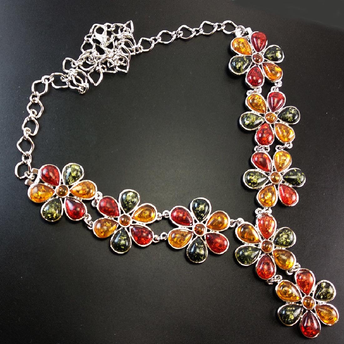 BALTIC AMBER GEMSTONE SILVER PLATED HANDMADE NECKLACE (1 of 3)