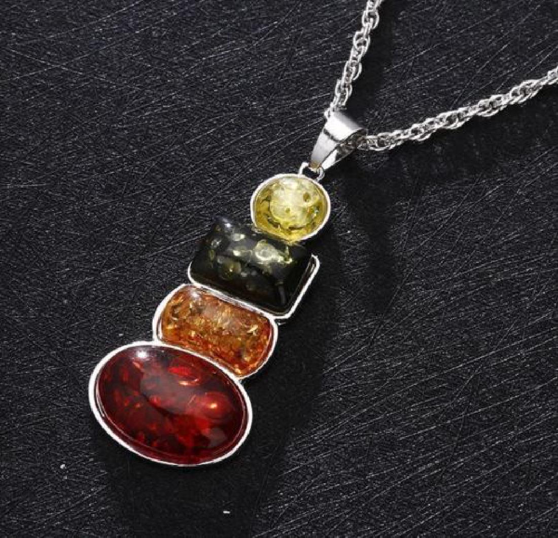BALTIC AMBER GEMSTONE SILVER PLATED PENDANT JEWELRY (1 of 6)