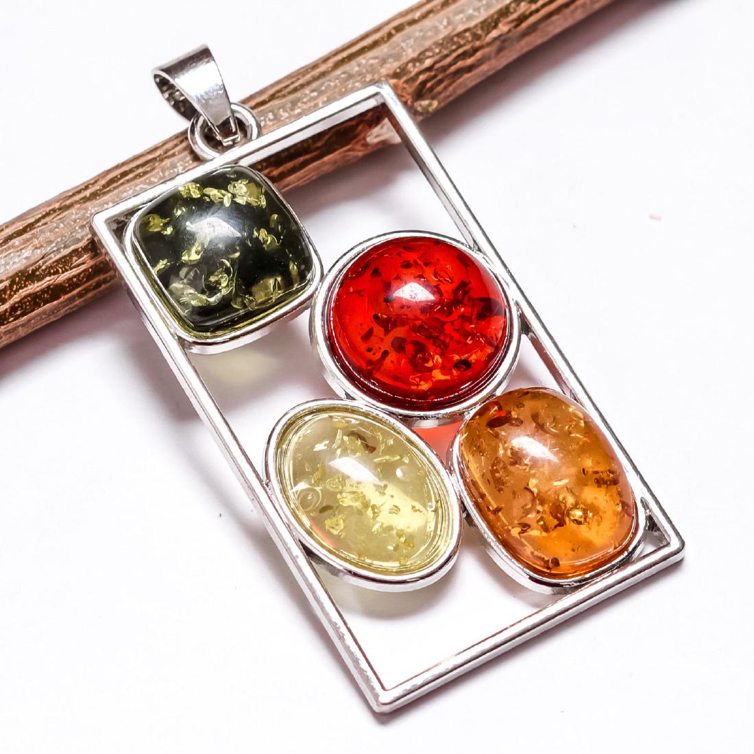 BALTIC AMBER GEMSTONE SILVER PLATED PENDANT JEWELRY (1 of 2)