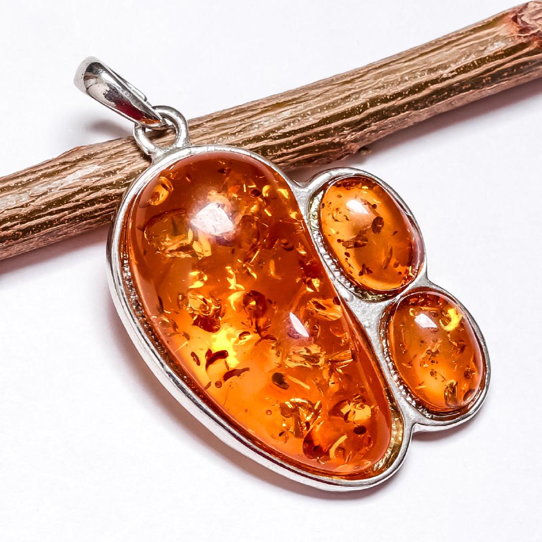 BALTIC AMBER GEMSTONE SILVER PLATED PENDANT JEWELRY (1 of 2)