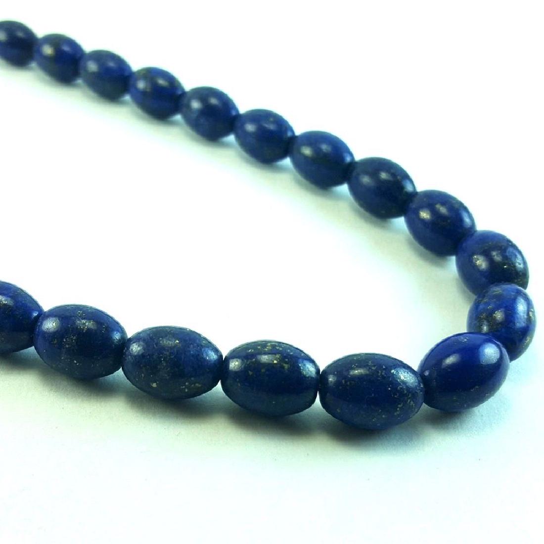Natural Lapis Lazuli Gemstone 10 mm Oval Beads Necklace (1 of 5)
