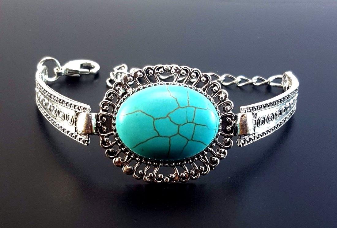 Turquoise Gemstone Silver Plated Handmade Bracelet (1 of 3)