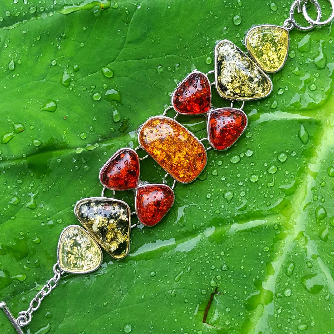 BALTIC AMBER GEMSTONE SILVER PLATED HANDMADE BRACELET (1 of 1)