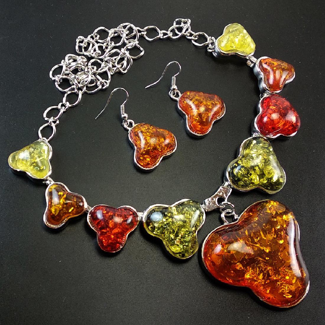 BALTIC AMBER GEMSTONE SILVER PLATED HANDMADE NECKLACE (1 of 3)