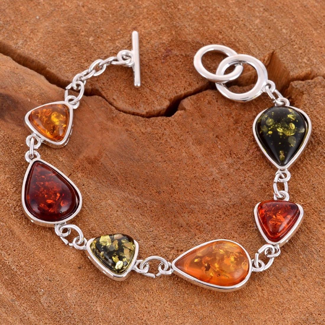 BALTIC AMBER GEMSTONE SILVER PLATED HANDMADE BRACELET (1 of 2)