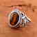 TIGER'S EYE GEMSTONE SILVER PLATED RING SIZE 8 - 2