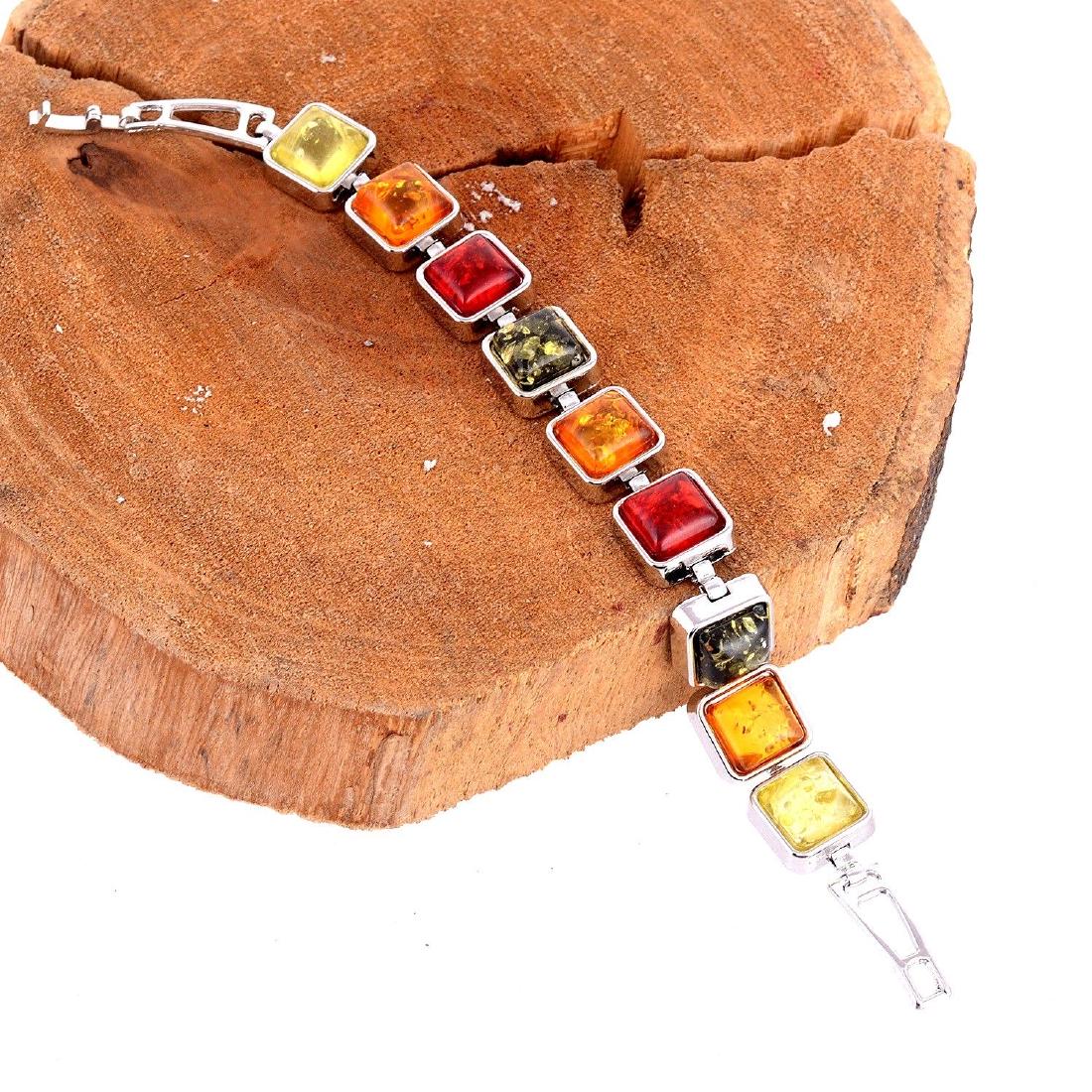 BALTIC AMBER GEMSTONE SILVER PLATED HANDMADE BRACELET (1 of 2)