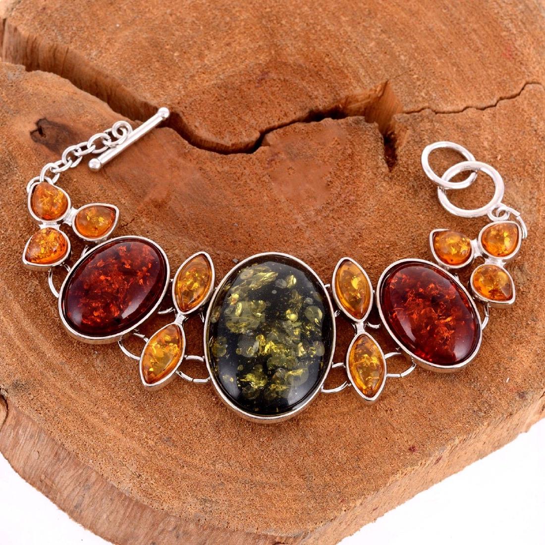 BALTIC AMBER GEMSTONE SILVER PLATED HANDMADE BRACELET (1 of 2)