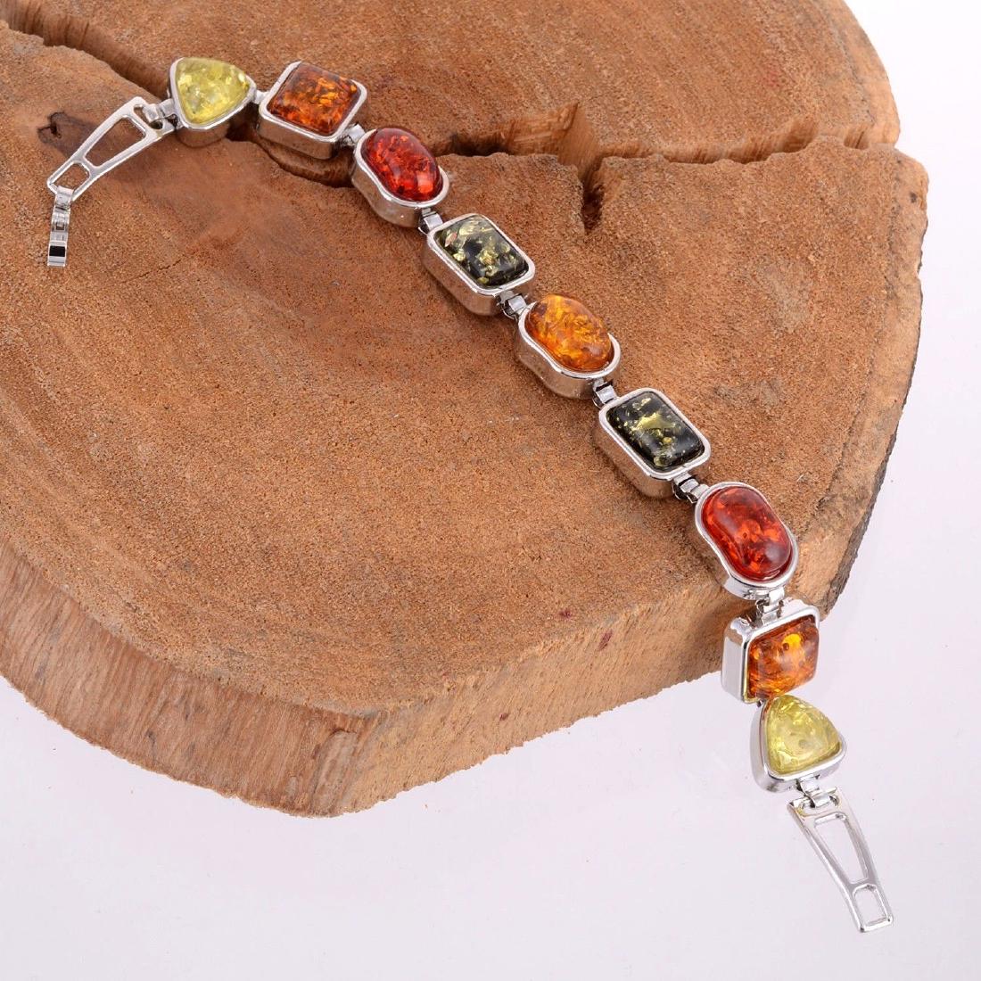BALTIC AMBER GEMSTONE SILVER PLATED HANDMADE BRACELET (1 of 2)
