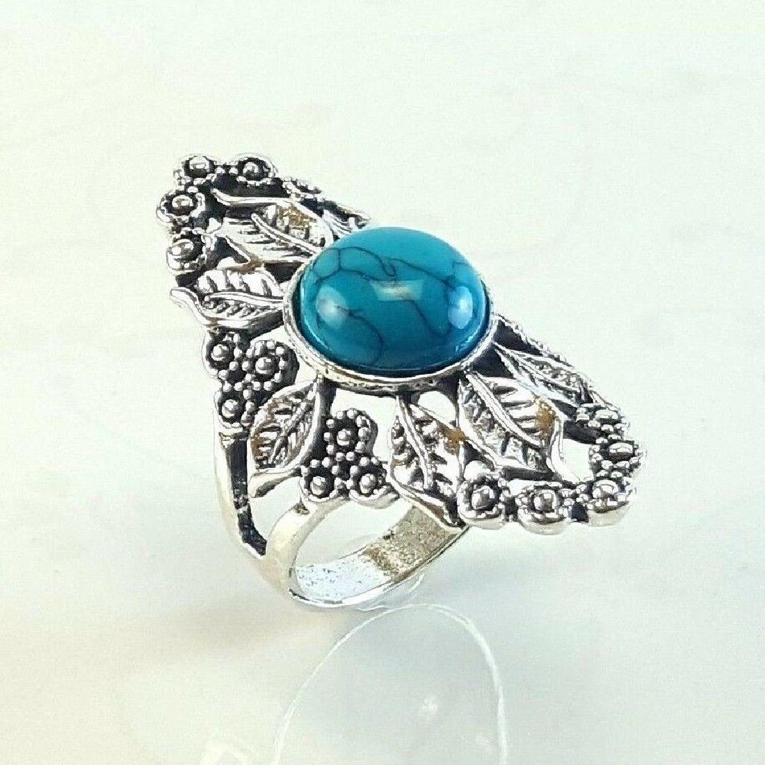 TURQUOISE GEMSTONE SILVER PLATED RING SIZE 7 (1 of 3)