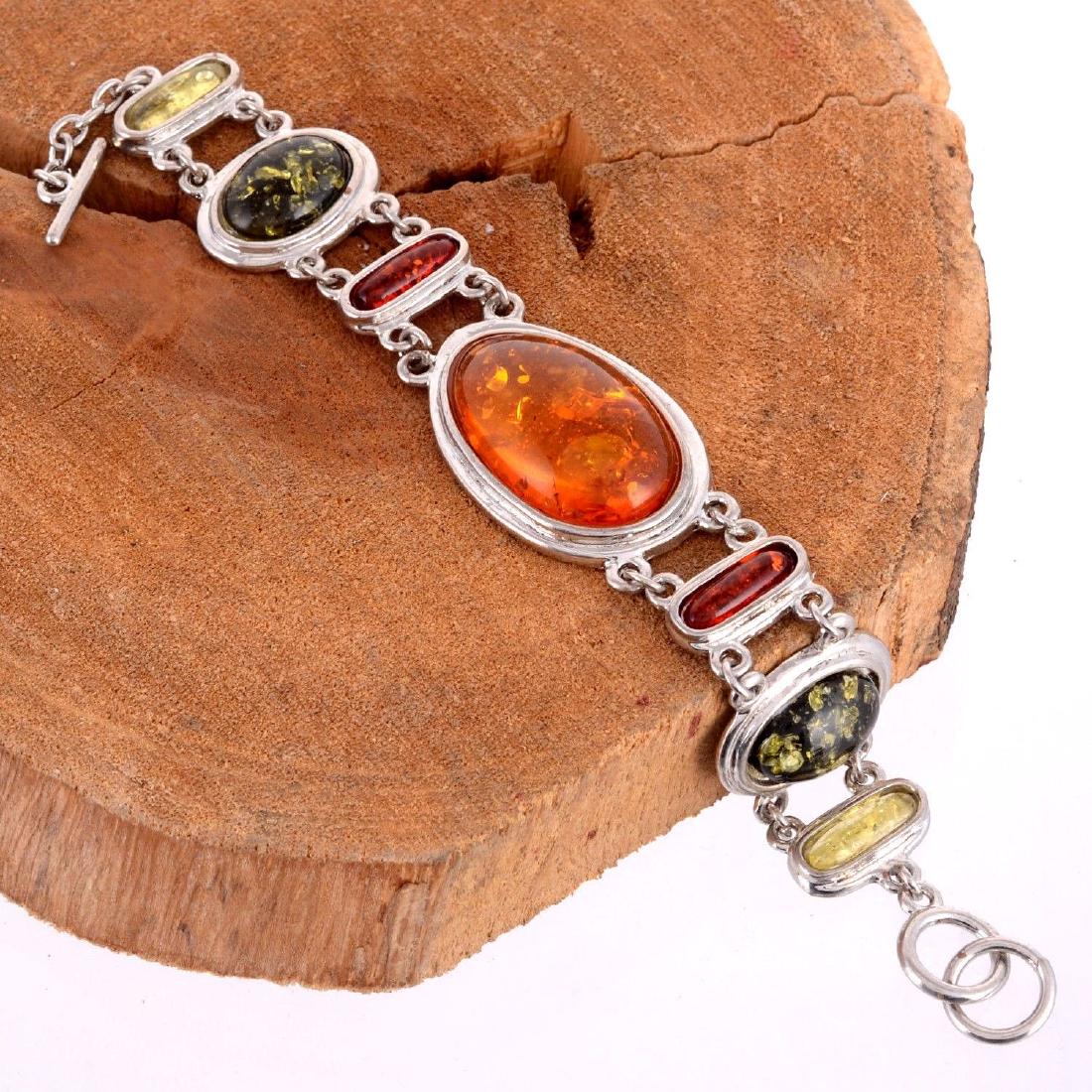 BALTIC AMBER GEMSTONE SILVER PLATED BRACELET (1 of 1)