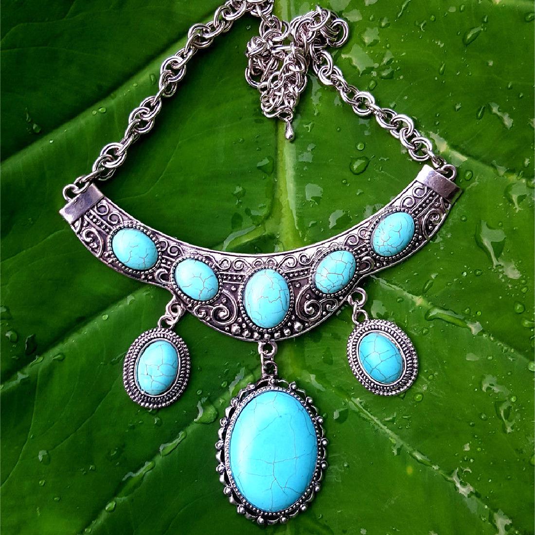 TURQUOISE GEMSTONE SILVER PLATED VINTAGE HANDMADE (1 of 1)