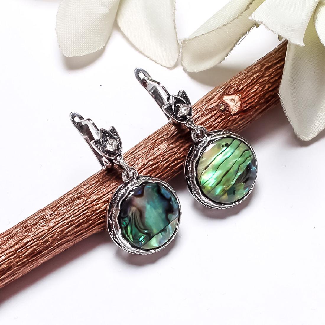 ABALONE SHELL GEMSTONE SILVER PLATED LEVER BACK (1 of 2)