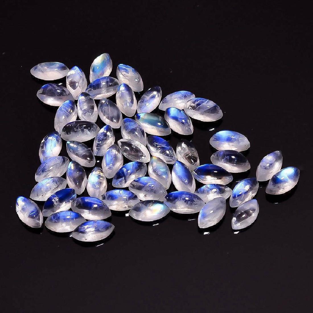 BLUE FIRE RAINBOW MOONSTONE 4X8 MM MARQUISE CABOCHON (1 of 1)