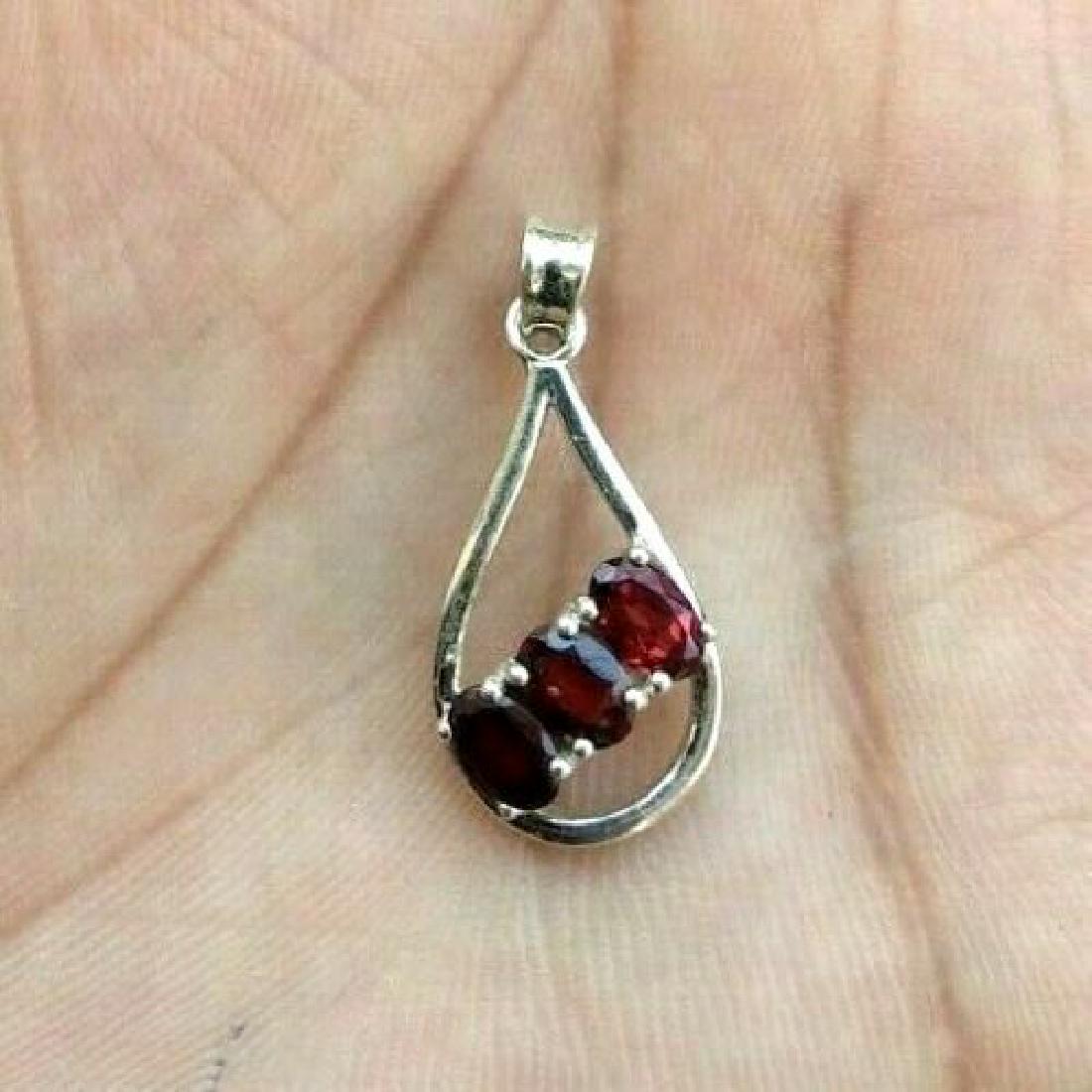 RED GARNET GEMSTONE 92.5 STERLING SILVER HANDMADE (1 of 4)