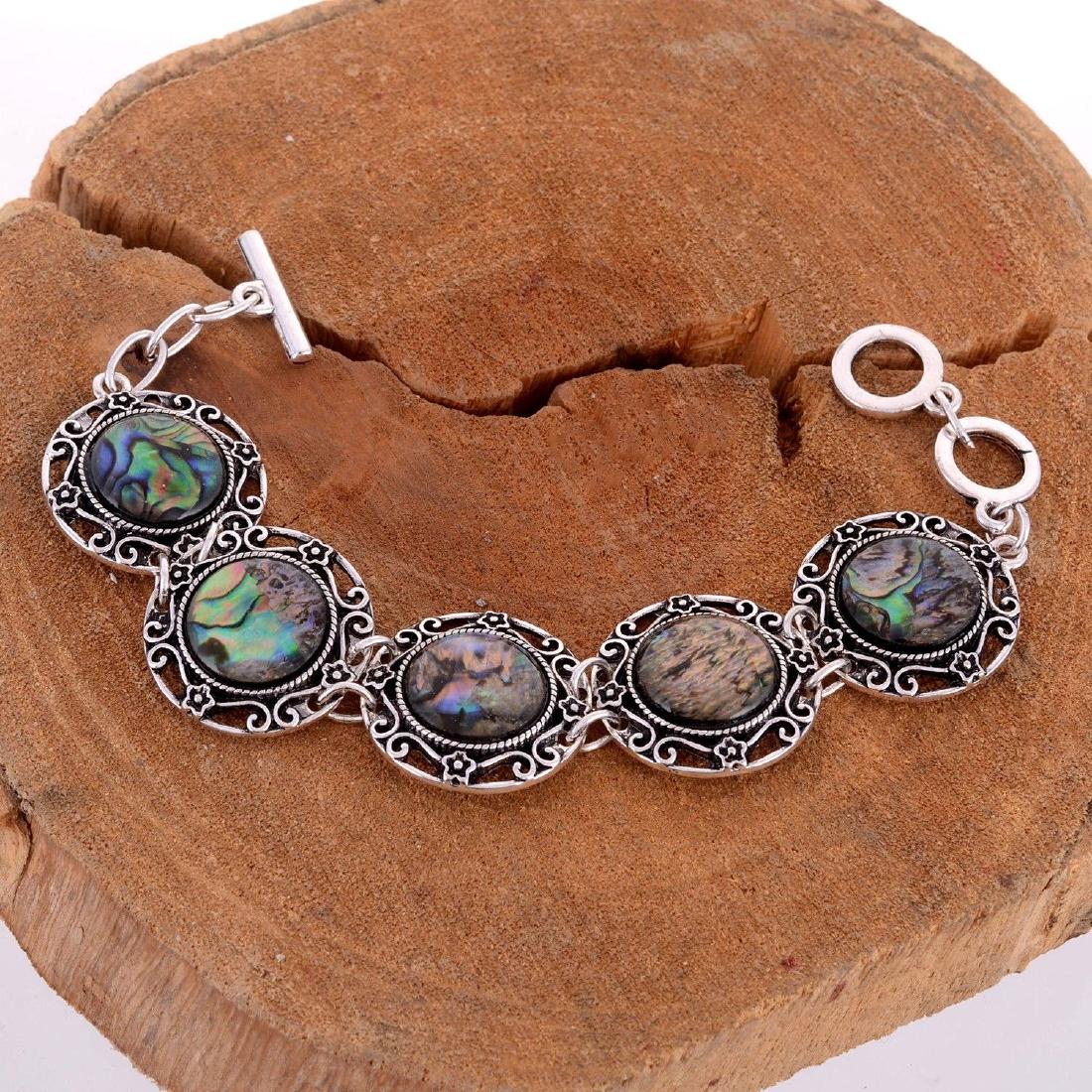 ABALONE SHELL GEMSTONE SILVER PLATED HANDMADE BRACELET (1 of 2)