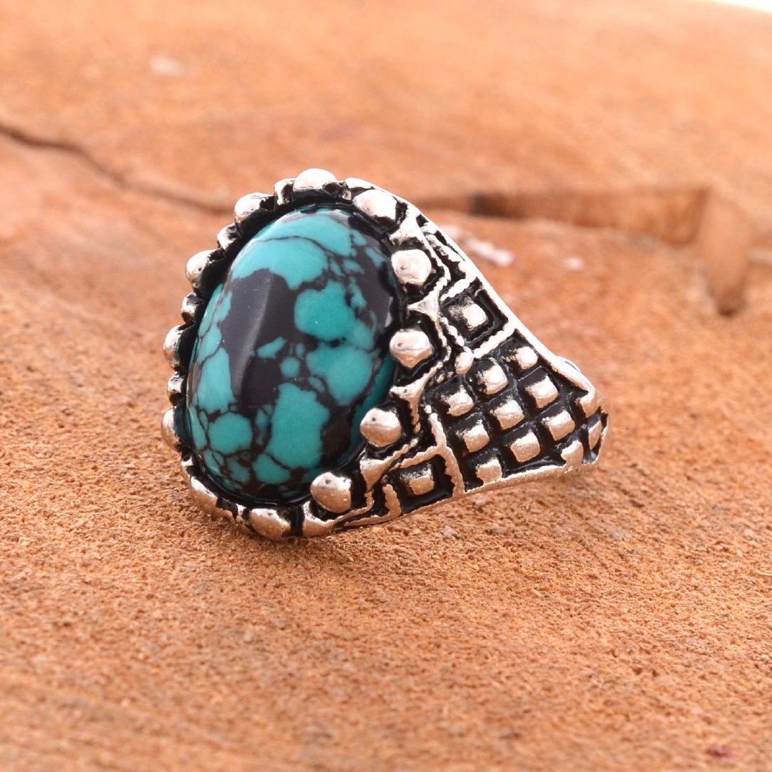 TURQUOISE GEMSTONE SILVER PLATED RING SIZE 9 (1 of 2)