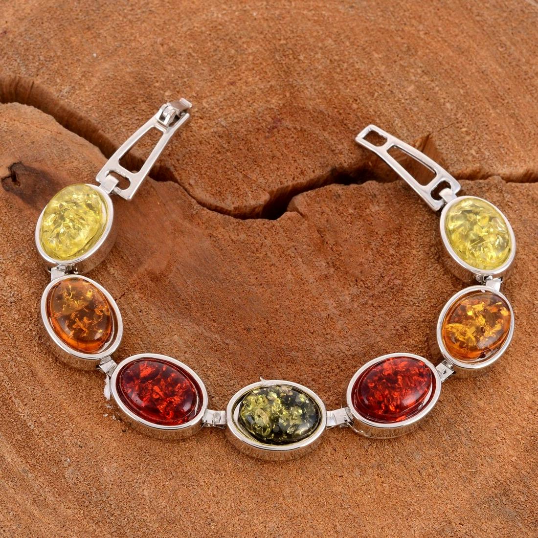 BALTIC AMBER GEMSTONE SILVER PLATED HANDMADE BRACELET (1 of 2)