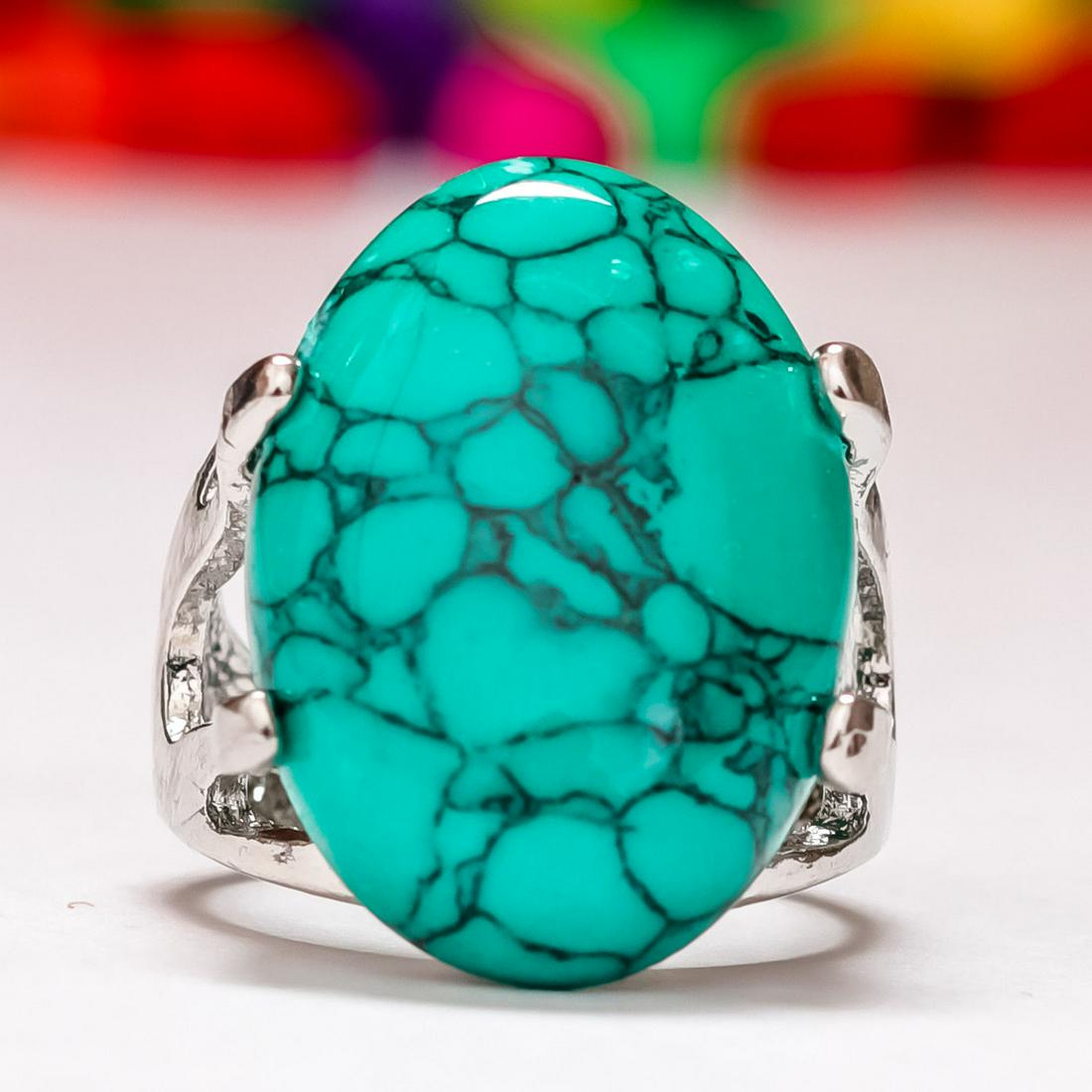 TURQUOISE GEMSTONE SILVER PLATED RING SIZE 9 (1 of 2)