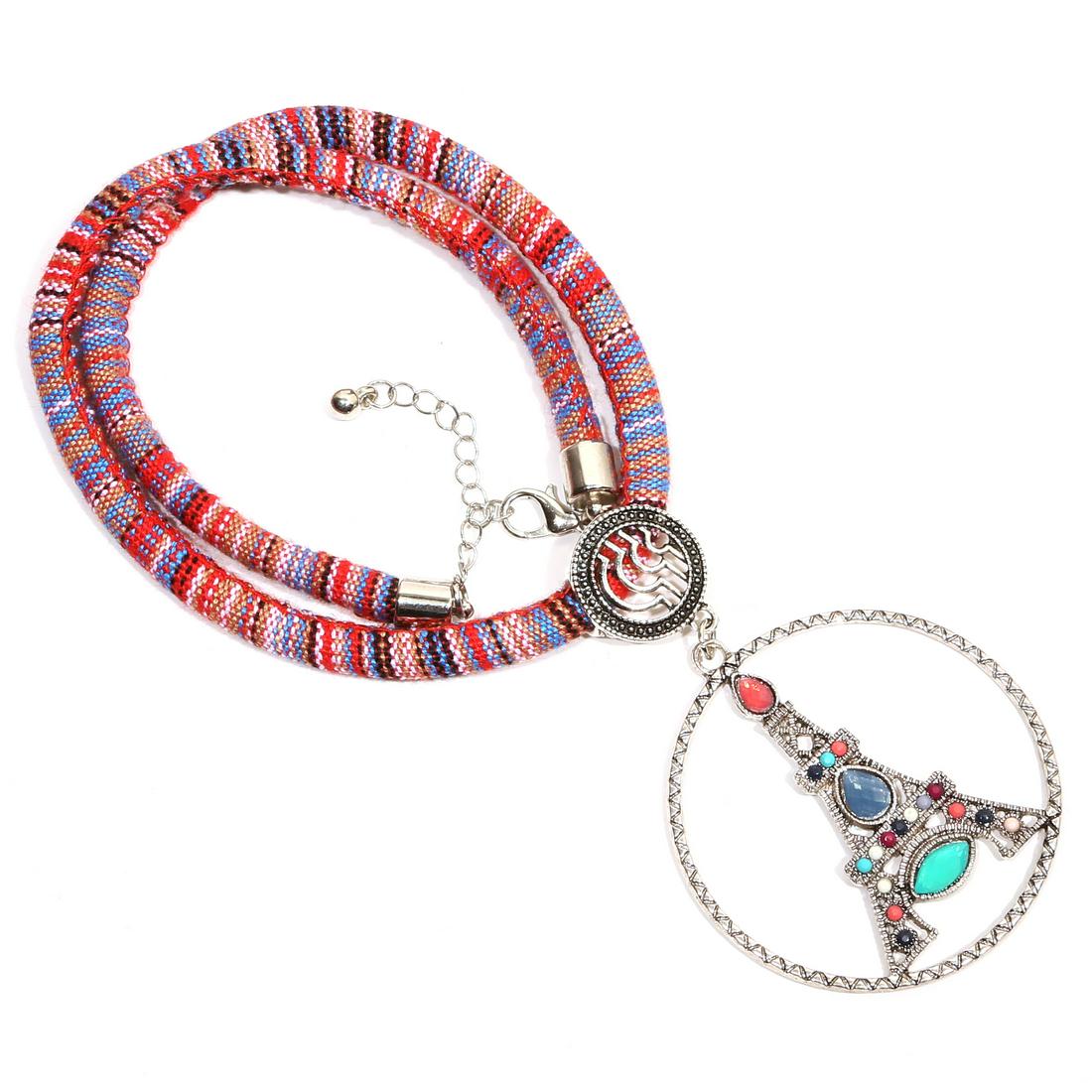Multicolored Gemstone Silver Plated Necklace (1 of 3)