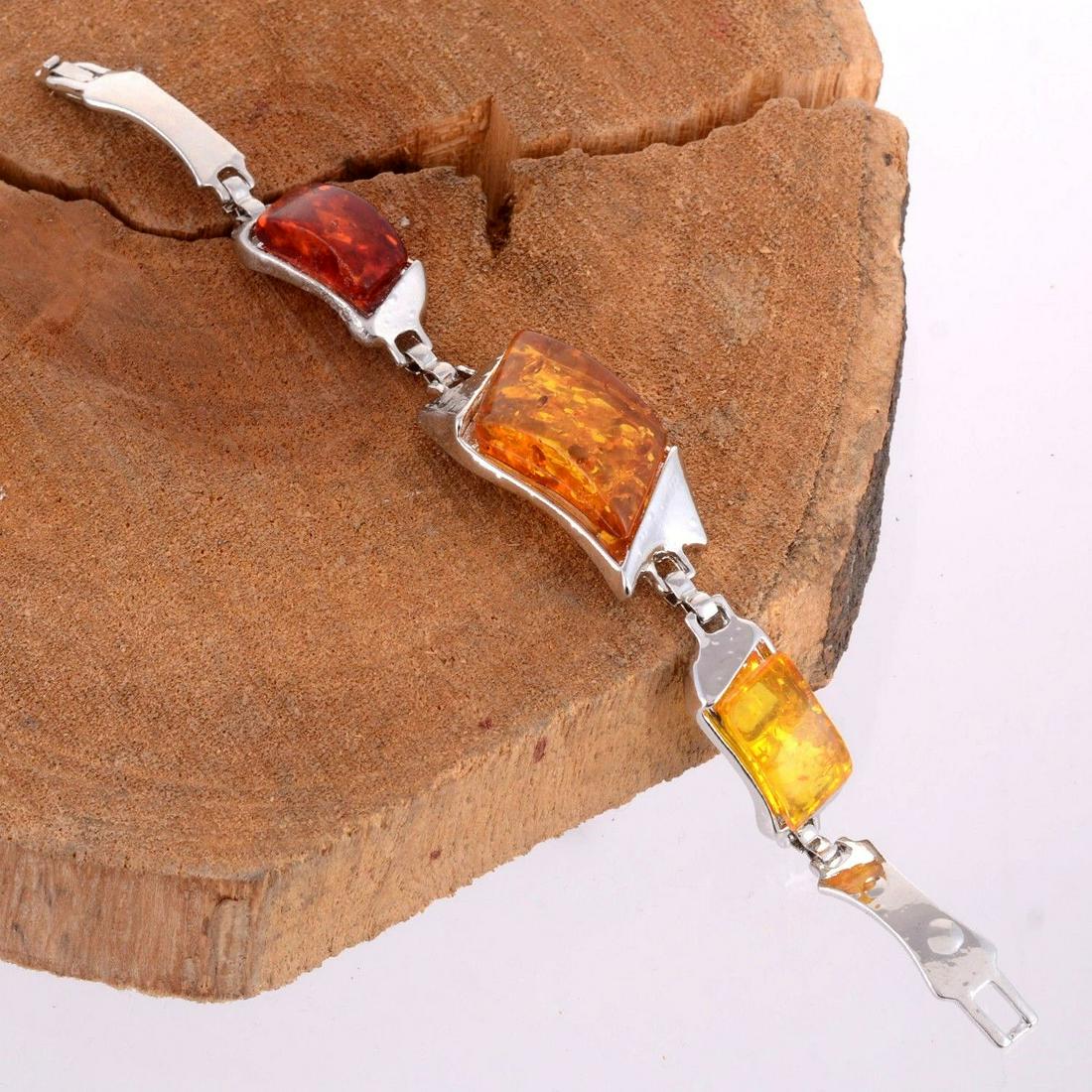 BALTIC AMBER GEMSTONE SILVER PLATED HANDMADE BRACELET (1 of 2)