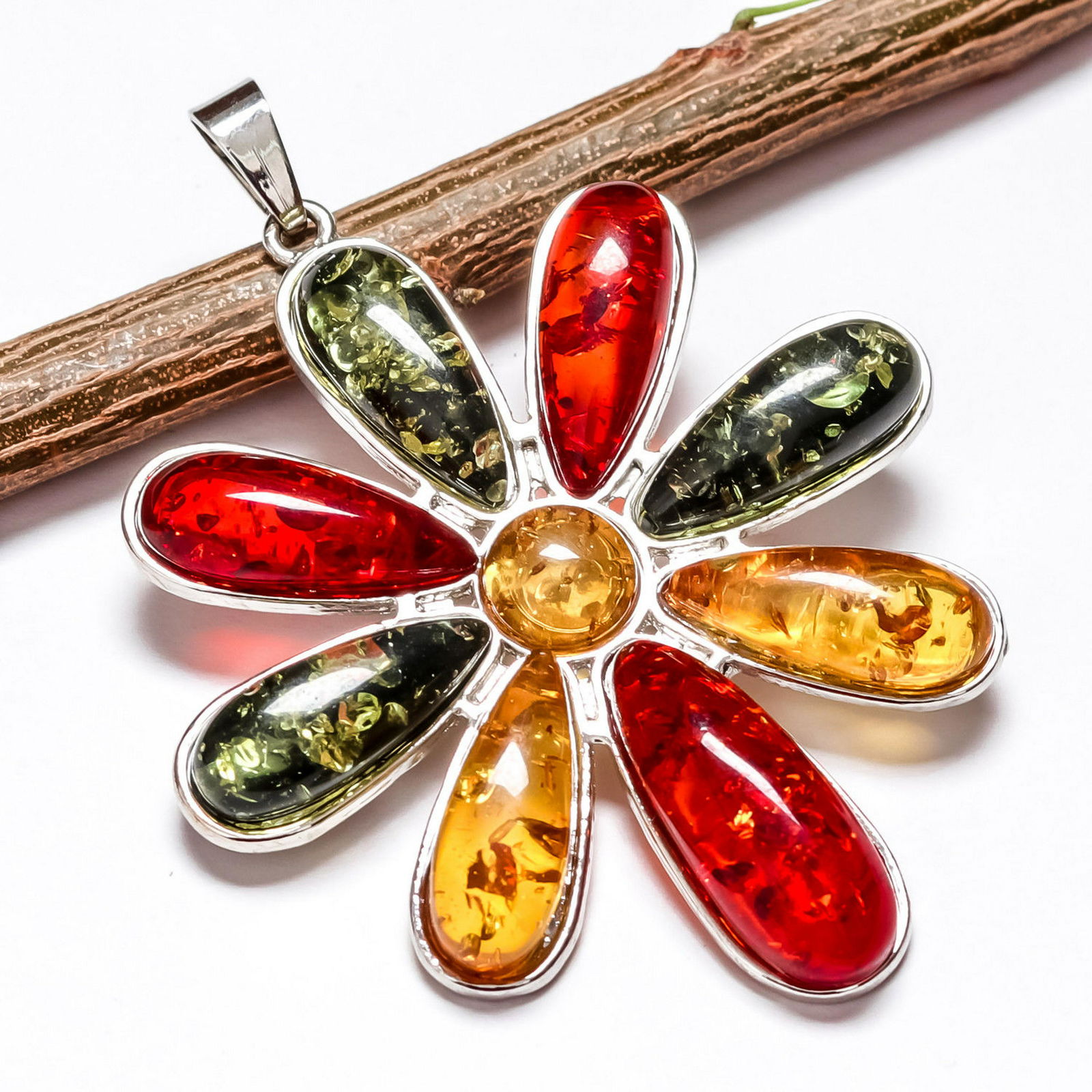 BALTIC AMBER GEMSTONE SILVER PLATED PENDANT JEWELRY (1 of 2)