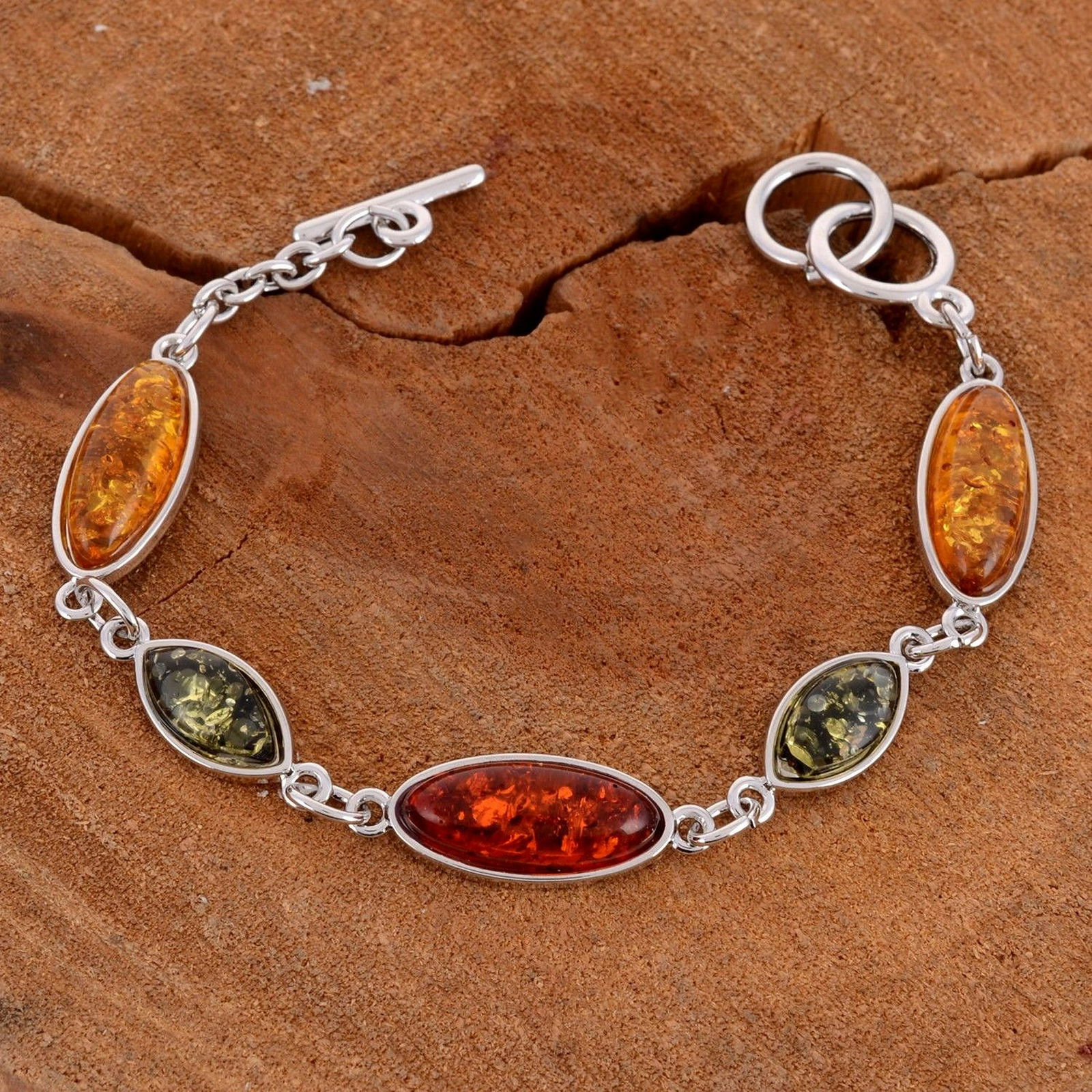 BALTIC AMBER GEMSTONE SILVER PLATED HANDMADE BRACELET (1 of 2)