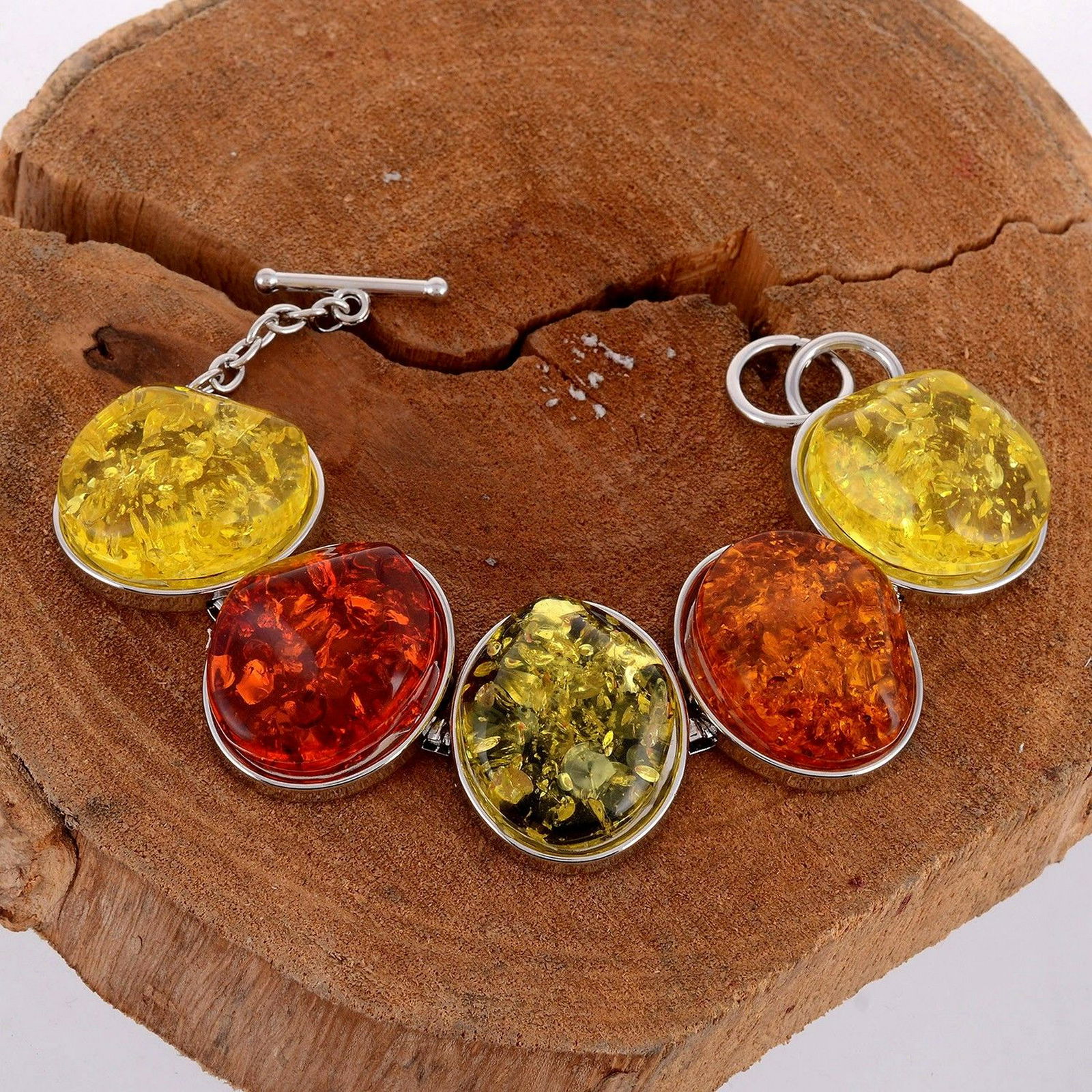 BALTIC AMBER GEMSTONE SILVER PLATED HANDMADE BRACELET (1 of 2)