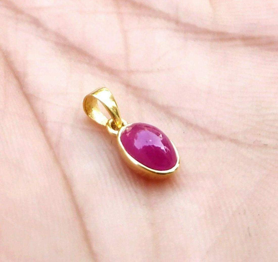 NATURAL PINK RUBY GEMSTONE 14 KT YELLOW GOLD HANDMADE (1 of 5)