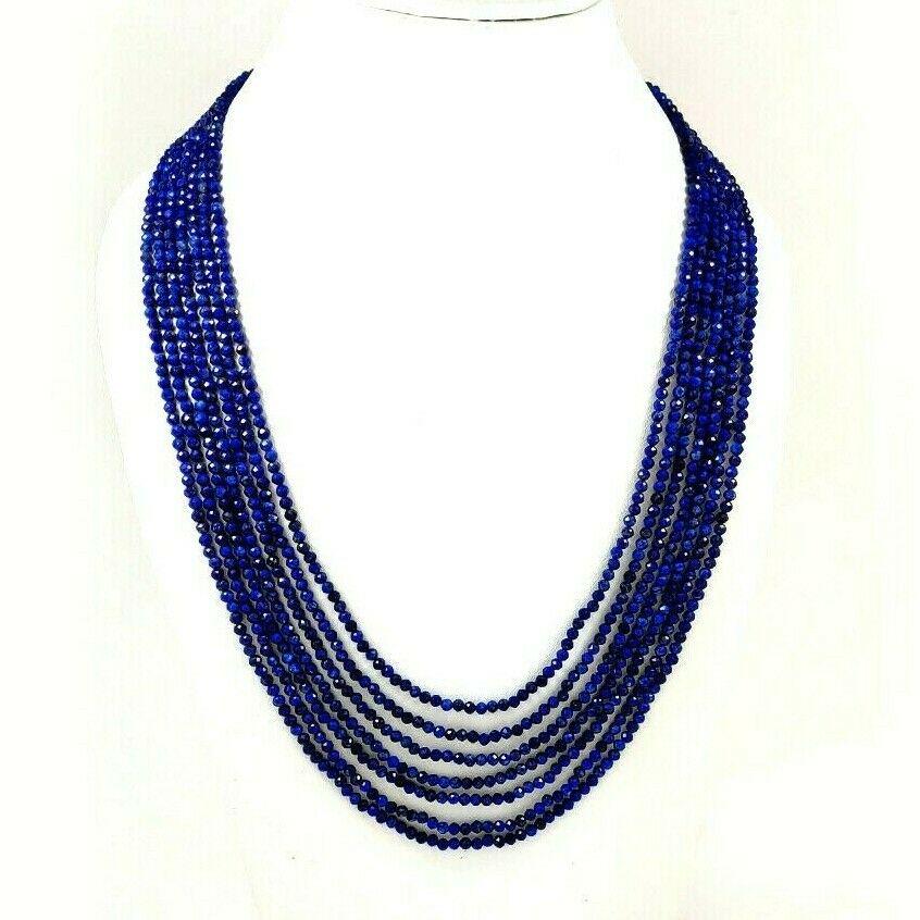 LAPIS LAZULI FACETED BEADS NECKLACE 240 CT, 7 STRAND (1 of 5)