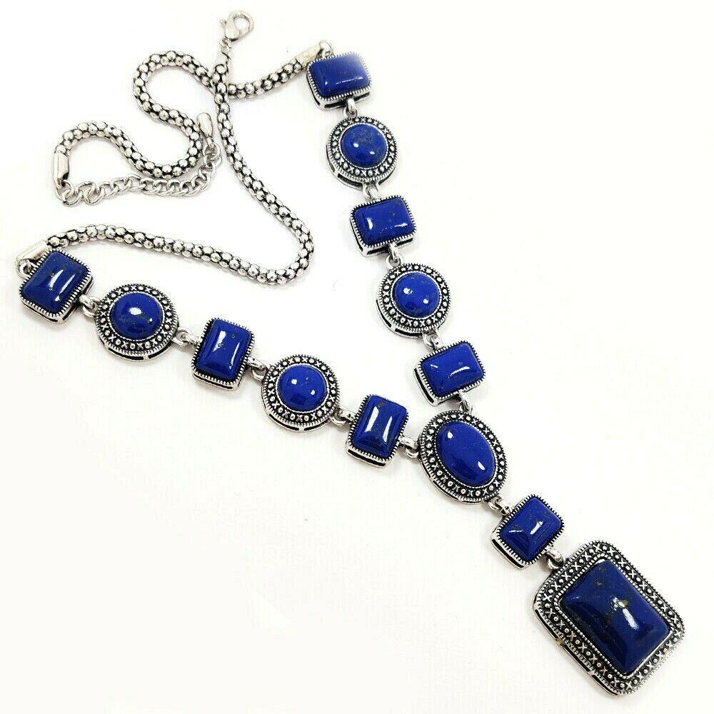 LAPIS LAZULI GEMSTONE SILVER PLATED BLUE NECKLACE (1 of 3)