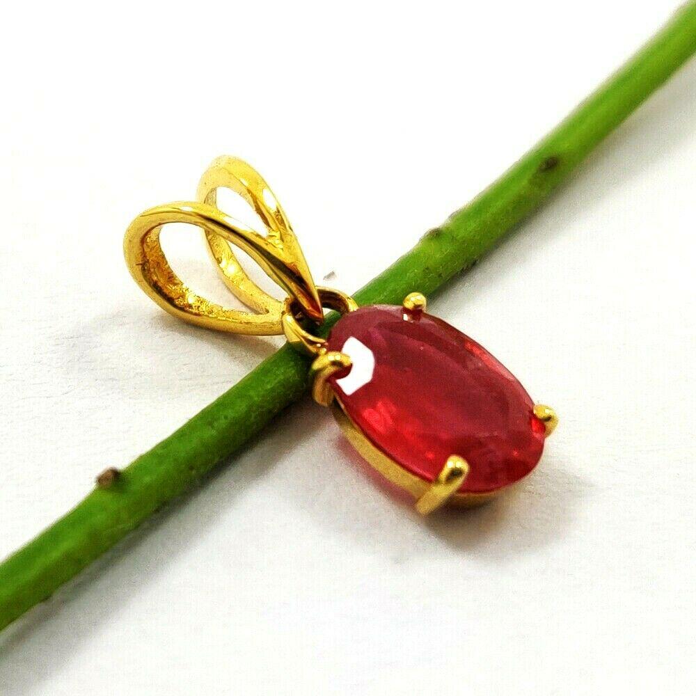 NATURAL RED RUBY GEMSTONE 14 KT YELLOW GOLD HANDMADE (1 of 3)