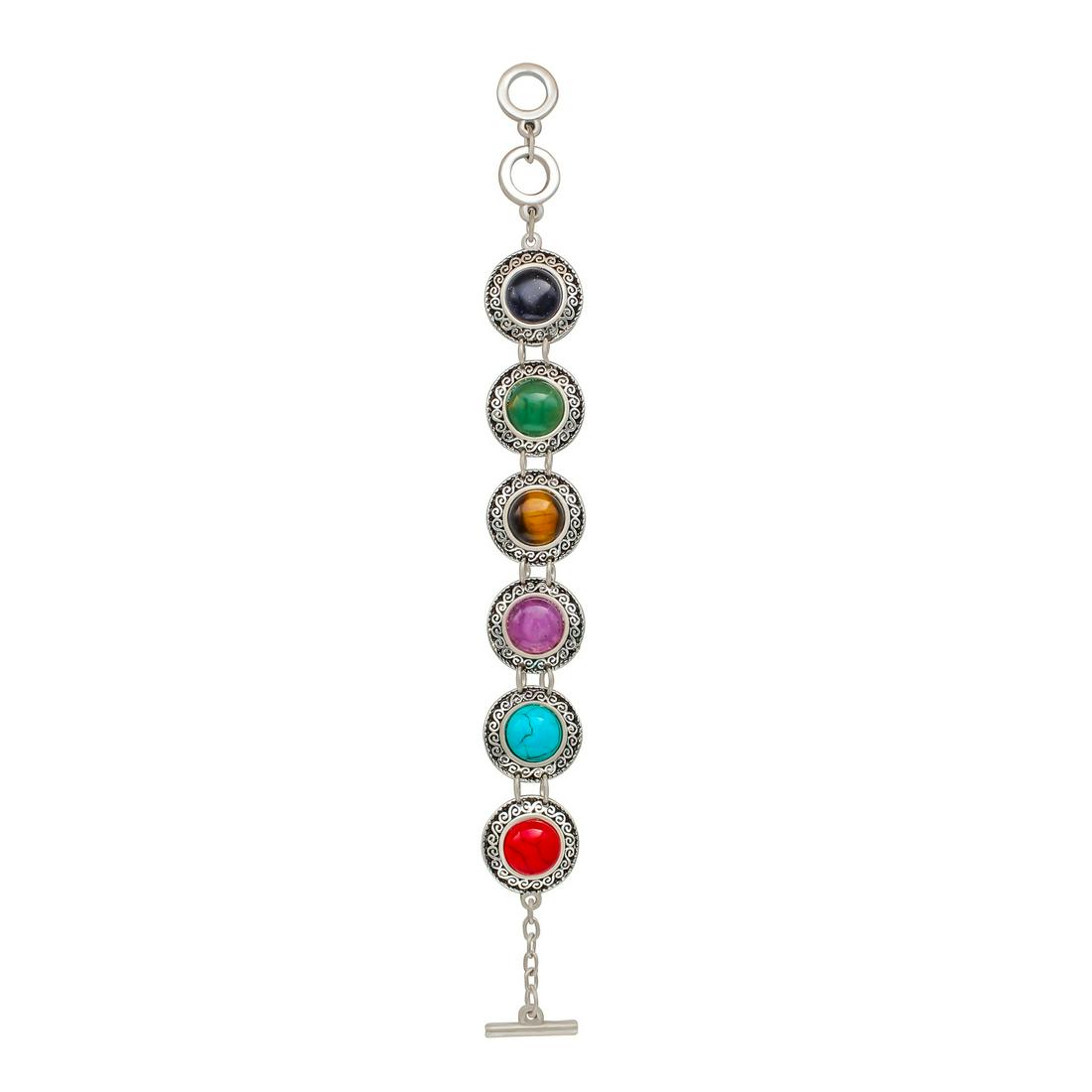 MULTI GEMSTONE SILVER PLATED MULTICOLOR BRACELET (1 of 3)