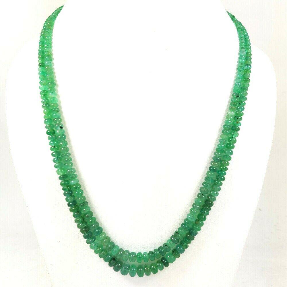 EMERALD ROUND PLAIN BEADS NECKLACE 192 CT, 2 STRAND (1 of 5)