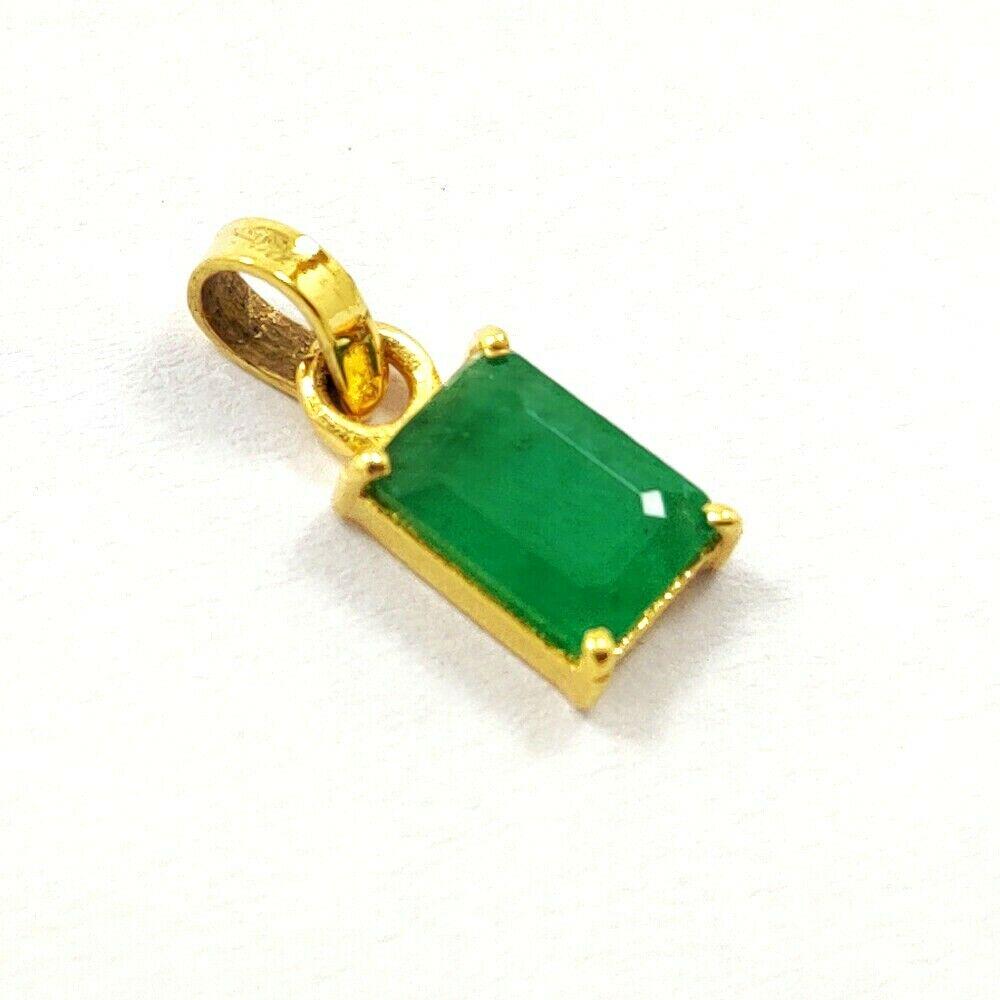 NATURAL GREEN EMERALD 14 KT YELLOW GOLD HANDMADE (1 of 3)