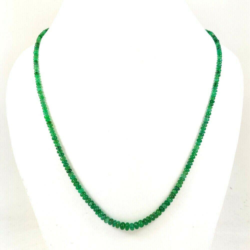 EMERALD GEMSTONE ROUND PLAIN BEADS NECKLACE 67 CTS (1 of 5)