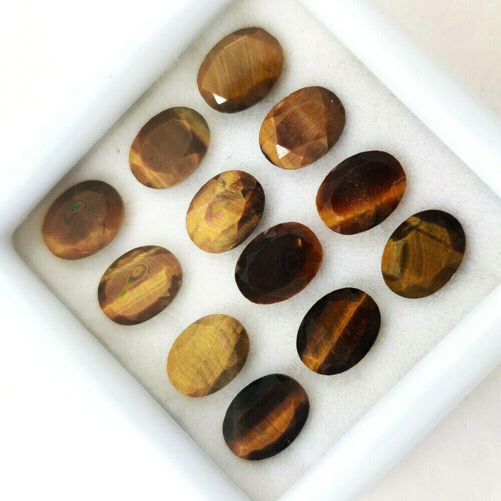 Natural Tiger's Eye 6x8 MM Oval Cut Loose Gemstone Lot (1 of 2)