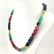 MULTI GEMSTONE ROUND PLAIN BEADS NECKLACE 3 LINES - 2
