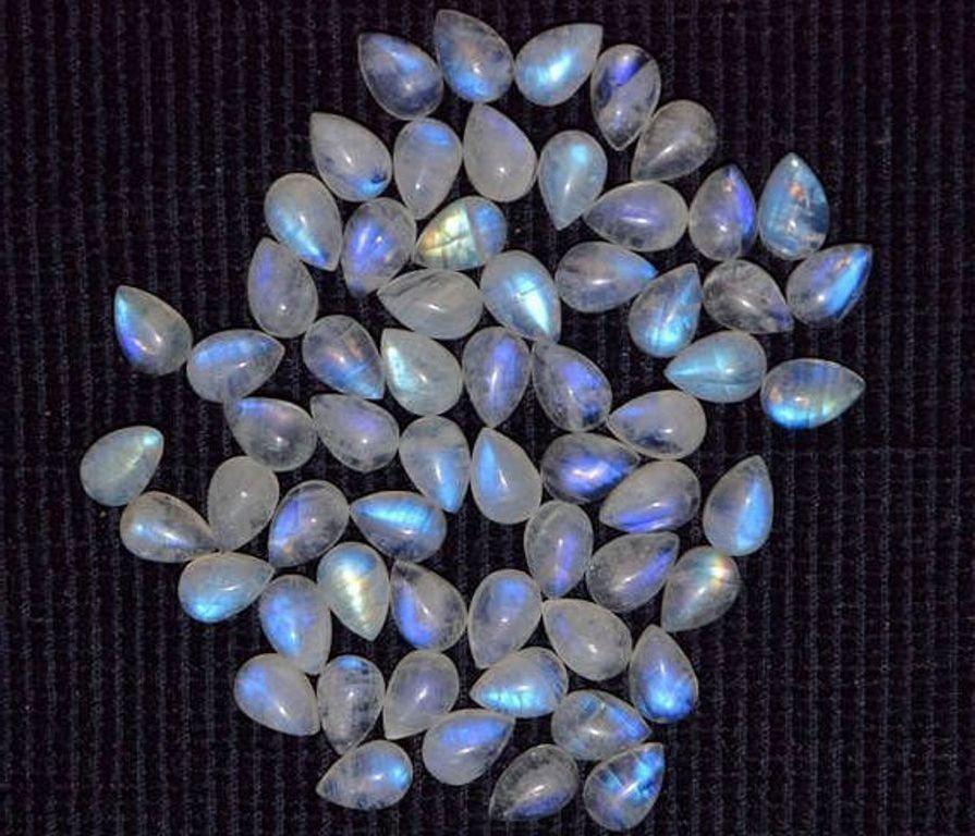 Blue Fire Rainbow Moonstone 6x4 MM Pear Cabochon Loose (1 of 3)