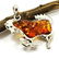 BALTIC AMBER GEMSTONE SILVER PLATED PENDANT JEWELRY 2"