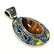 TIGER'S EYE GEMSTONE SILVER PLATED VINTAGE PENDANT 2.5" - 3