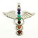 MULTI GEMSTONE SILVER PLATED MULTICOLOR PENDANT 2.5" - 2
